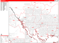 North Port Wall Map Zip Code Red Line Style 2026